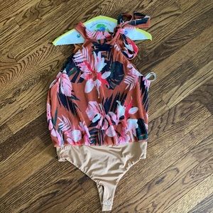 Camila Coelho Alyssa Mock Neck Floral Bodysuit